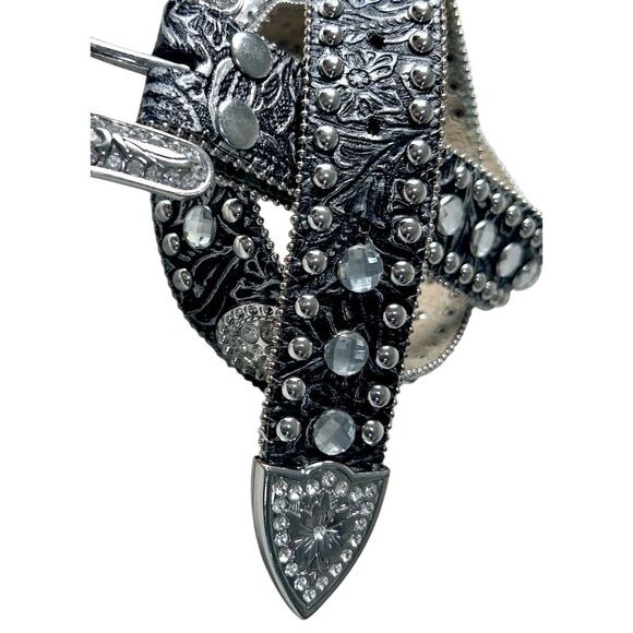 Rhinestone Crystal Western Bling Leather Belt Country Cowgirl Women 32-38 Large - Picture 5 of 11